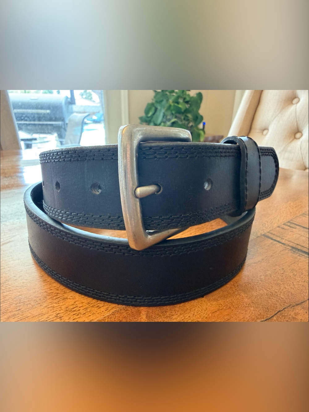 Men's Black Leather Belt Size 40